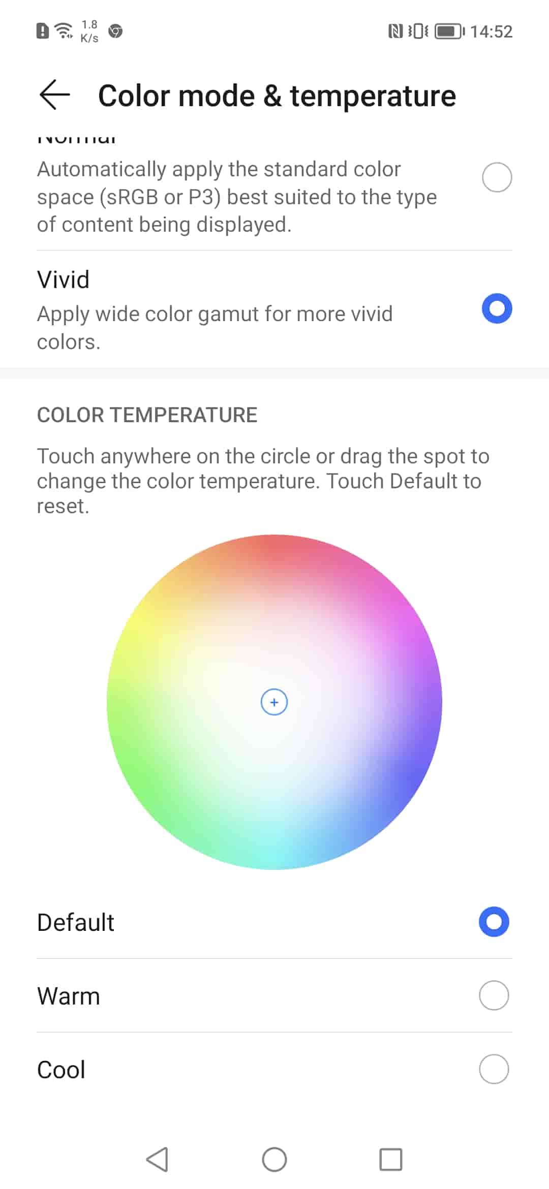 color mode and temperature honor 50 5G